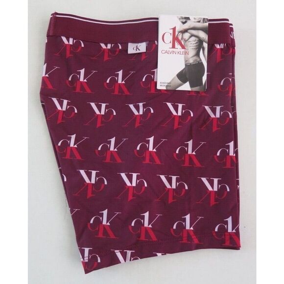 Calvin Klein NB2226601 Men Sz M Maroon AllOver Print Soft Microfiber Boxer Brief - Picture 4 of 4